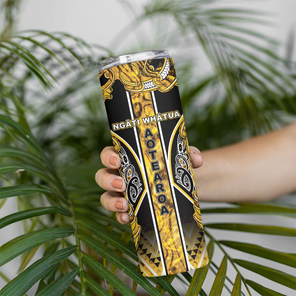 Aotearoa Ngati Whatua Skinny Tumbler Maori Tribal Gold Paua Shell Pattern