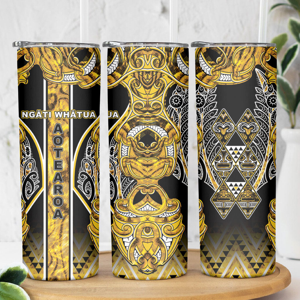 Aotearoa Ngati Whatua Skinny Tumbler Maori Tribal Gold Paua Shell Pattern