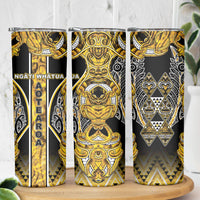 Aotearoa Ngati Whatua Skinny Tumbler Maori Tribal Gold Paua Shell Pattern