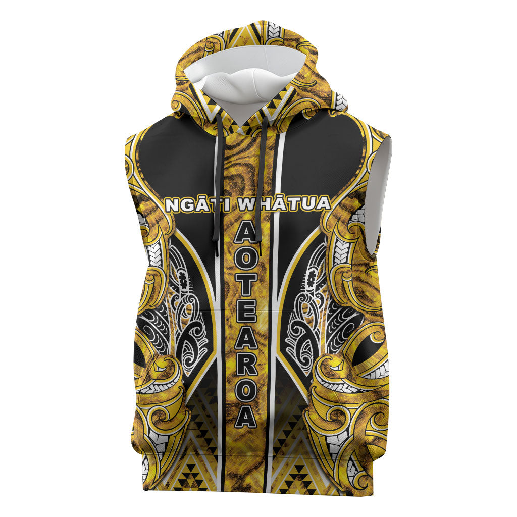 Aotearoa Ngati Whatua Sleeveless Hoodie Maori Tribal Gold Paua Shell Pattern