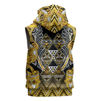 Aotearoa Ngati Whatua Sleeveless Hoodie Maori Tribal Gold Paua Shell Pattern