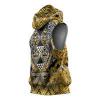 Aotearoa Ngati Whatua Sleeveless Hoodie Maori Tribal Gold Paua Shell Pattern