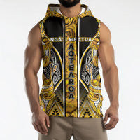 Aotearoa Ngati Whatua Sleeveless Hoodie Maori Tribal Gold Paua Shell Pattern