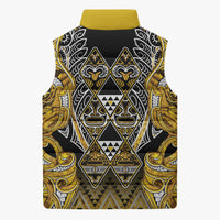 Aotearoa Ngati Whatua Sleeveless Puffer Jacket Maori Tribal Gold Paua Shell Pattern