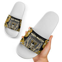 Aotearoa Ngati Whatua Slide Sandals Maori Tribal Gold Paua Shell Pattern