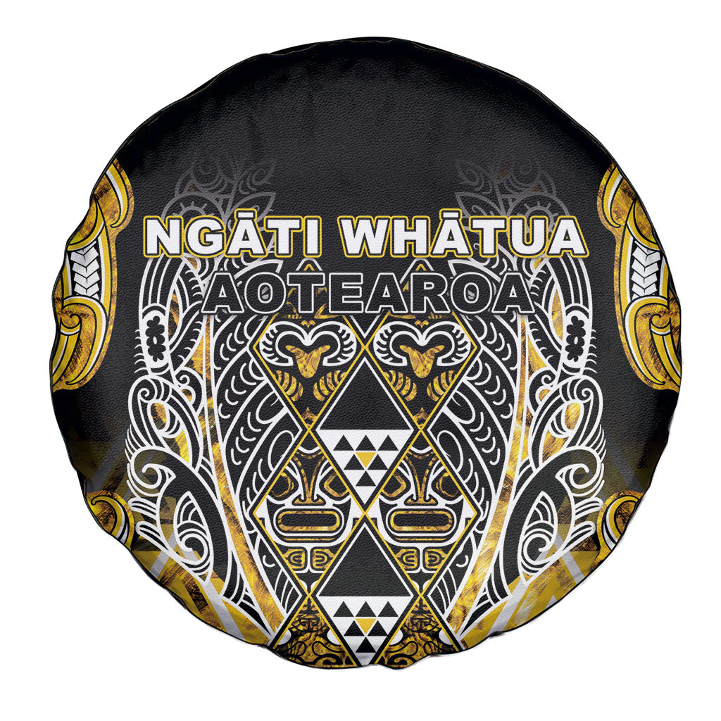 Aotearoa Ngati Whatua Spare Tire Cover Maori Tribal Gold Paua Shell Pattern