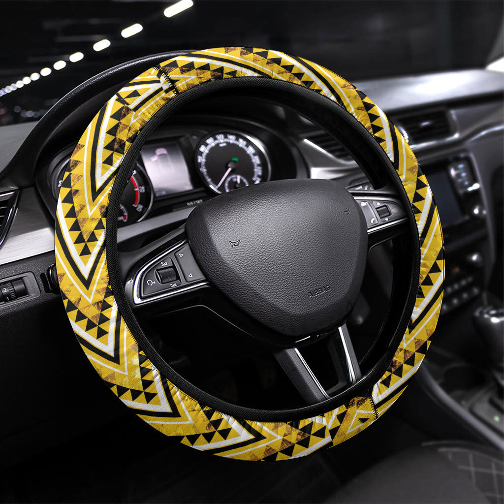Aotearoa Ngati Whatua Steering Wheel Cover Maori Tribal Gold Paua Shell Pattern