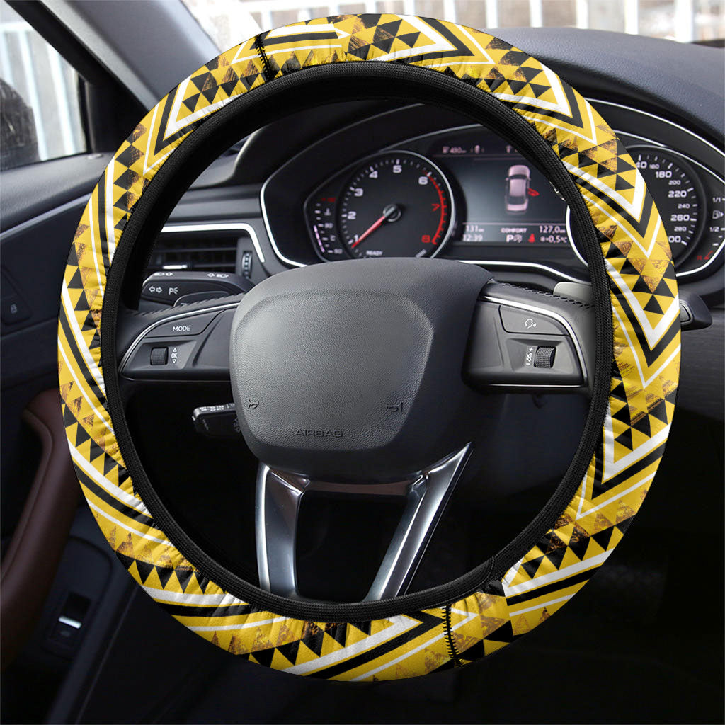 Aotearoa Ngati Whatua Steering Wheel Cover Maori Tribal Gold Paua Shell Pattern