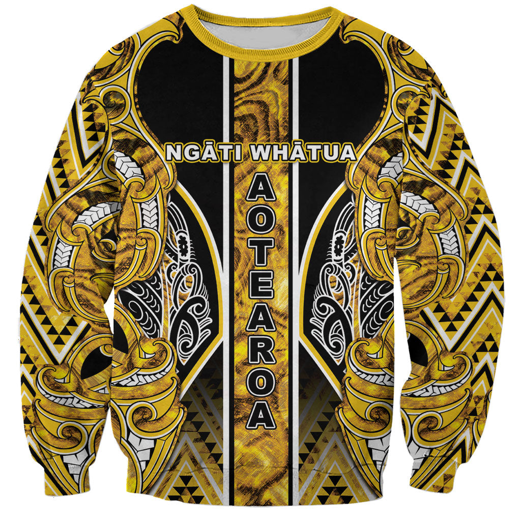 Aotearoa Ngati Whatua Sweatshirt Maori Tribal Gold Paua Shell Pattern