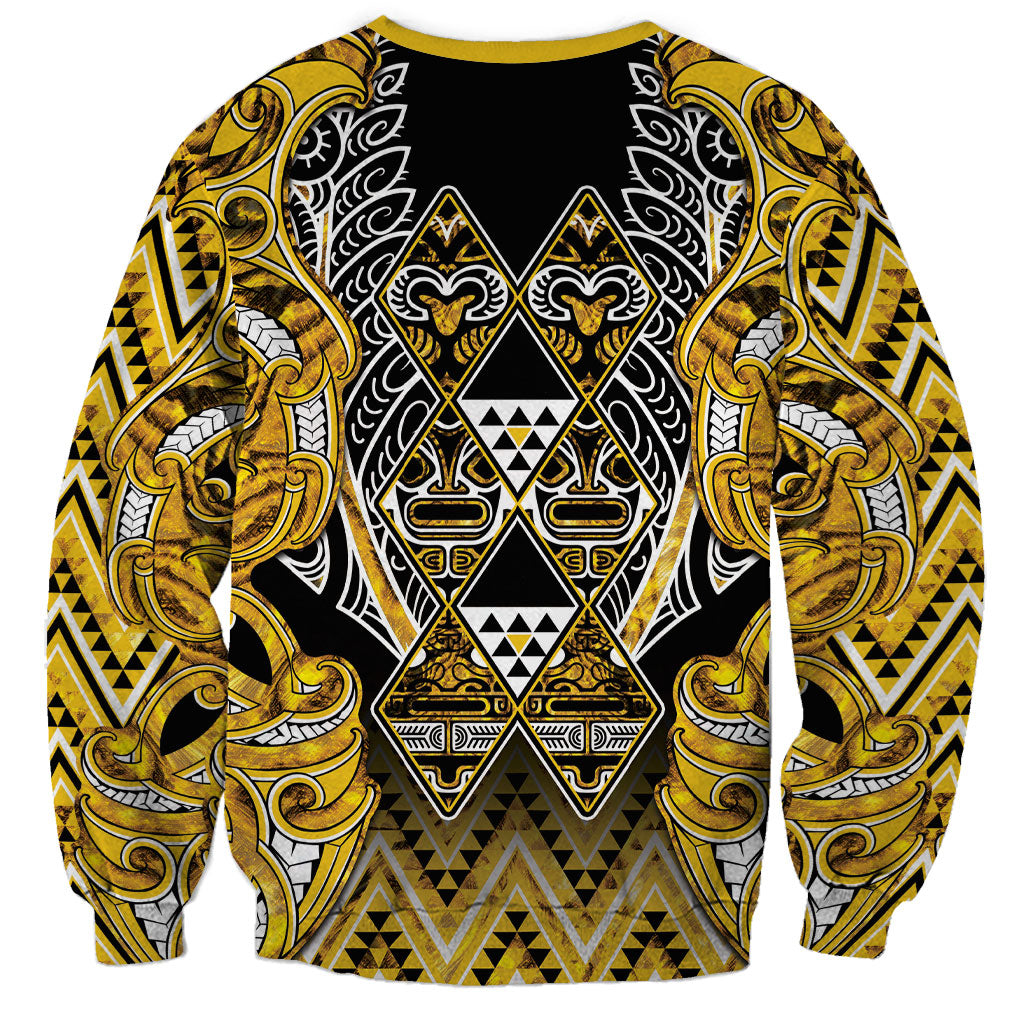 Aotearoa Ngati Whatua Sweatshirt Maori Tribal Gold Paua Shell Pattern
