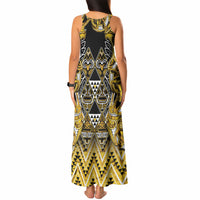 Aotearoa Ngati Whatua Tank Maxi Dress Maori Tribal Gold Paua Shell Pattern