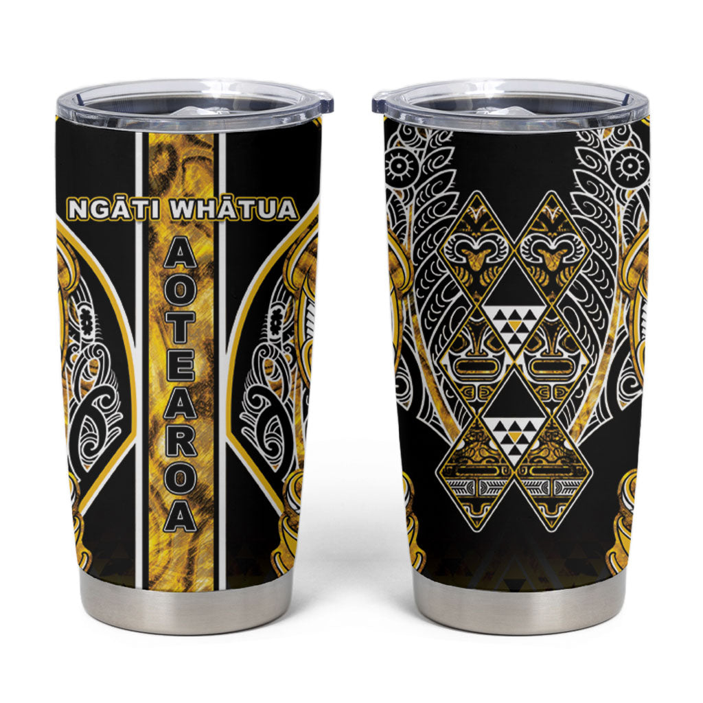 Aotearoa Ngati Whatua Tumbler Cup Maori Tribal Gold Paua Shell Pattern