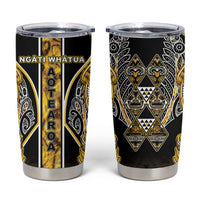 Aotearoa Ngati Whatua Tumbler Cup Maori Tribal Gold Paua Shell Pattern