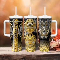 Aotearoa Ngati Whatua Tumbler With Handle Maori Tribal Gold Paua Shell Pattern