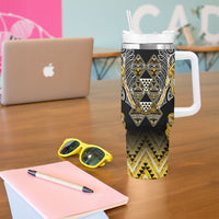 Aotearoa Ngati Whatua Tumbler With Handle Maori Tribal Gold Paua Shell Pattern