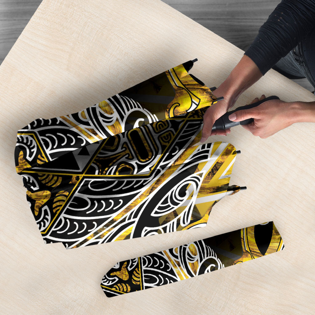 Aotearoa Ngati Whatua Umbrella Maori Tribal Gold Paua Shell Pattern