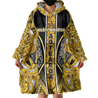 Aotearoa Ngati Whatua Wearable Blanket Hoodie Maori Tribal Gold Paua Shell Pattern