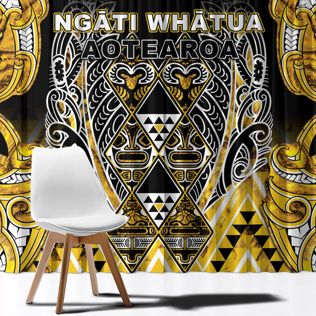 Aotearoa Ngati Whatua Window Curtain Maori Tribal Gold Paua Shell Pattern