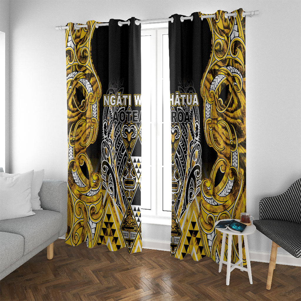 Aotearoa Ngati Whatua Window Curtain Maori Tribal Gold Paua Shell Pattern