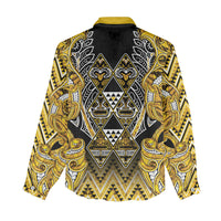 Aotearoa Ngati Whatua Women Casual Shirt Maori Tribal Gold Paua Shell Pattern