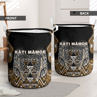 Aotearoa Kati Mamoe Laundry Basket Maori Brown Tribal Paua Shell Pattern