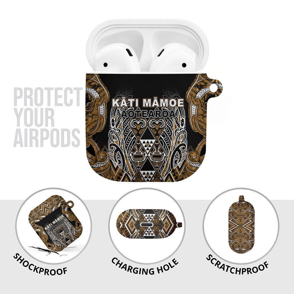 Aotearoa Kati Mamoe AirPods Case Maori Brown Tribal Paua Shell Pattern