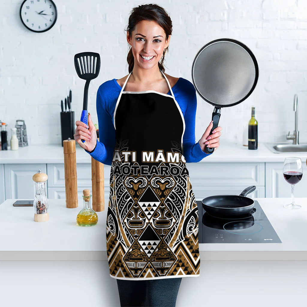 Aotearoa Kati Mamoe Apron Maori Brown Tribal Paua Shell Pattern