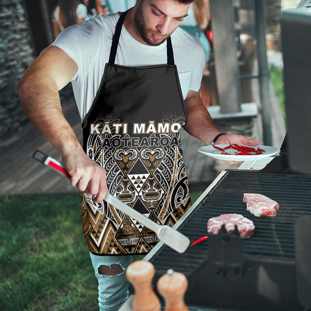 Aotearoa Kati Mamoe Apron Maori Brown Tribal Paua Shell Pattern