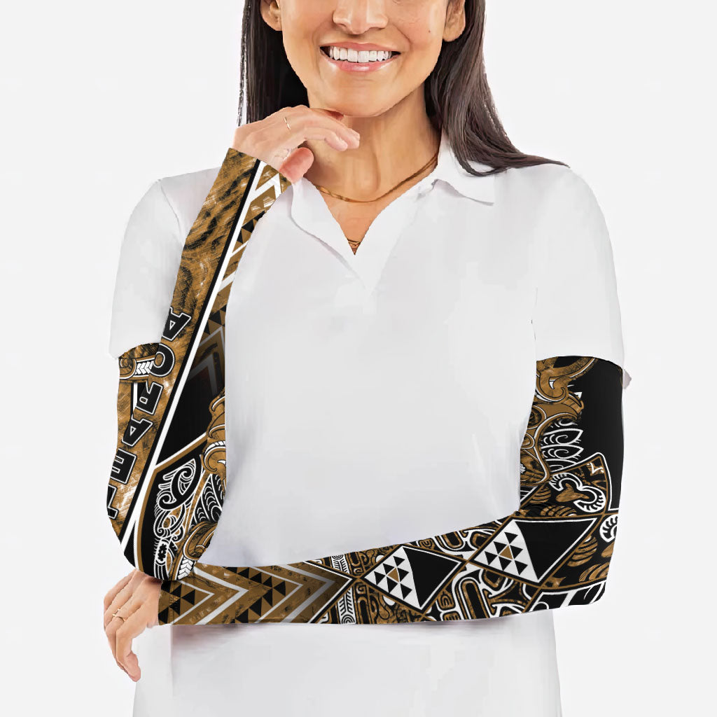 Aotearoa Kati Mamoe Arm Sleeves Maori Brown Tribal Paua Shell Pattern