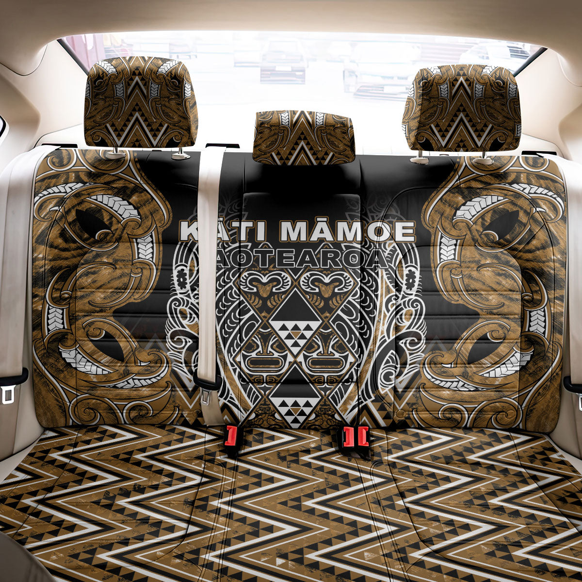 Aotearoa Kati Mamoe Back Car Seat Cover Maori Brown Tribal Paua Shell Pattern