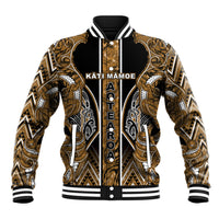 Aotearoa Kati Mamoe Baseball Jacket Maori Brown Tribal Paua Shell Pattern