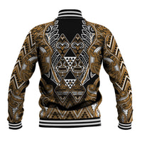 Aotearoa Kati Mamoe Baseball Jacket Maori Brown Tribal Paua Shell Pattern
