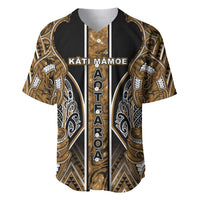 Aotearoa Kati Mamoe Baseball Jersey Maori Brown Tribal Paua Shell Pattern