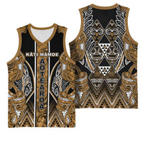 Aotearoa Kati Mamoe Basketball Jersey Maori Brown Tribal Paua Shell Pattern