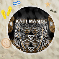 Aotearoa Kati Mamoe Beach Blanket Maori Brown Tribal Paua Shell Pattern
