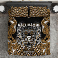 Aotearoa Kati Mamoe Bedding Set Maori Brown Tribal Paua Shell Pattern