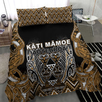 Aotearoa Kati Mamoe Bedding Set Maori Brown Tribal Paua Shell Pattern