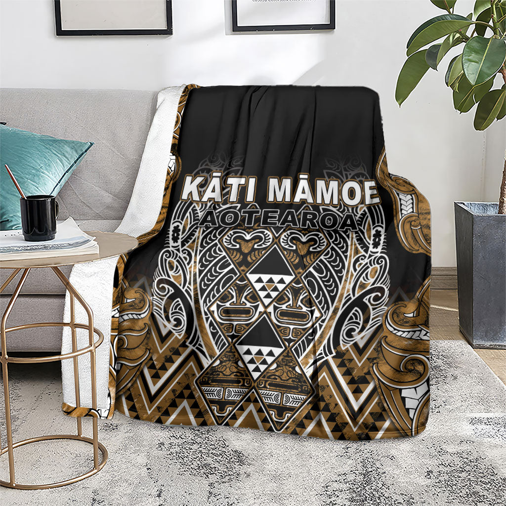 Aotearoa Kati Mamoe Blanket Maori Brown Tribal Paua Shell Pattern