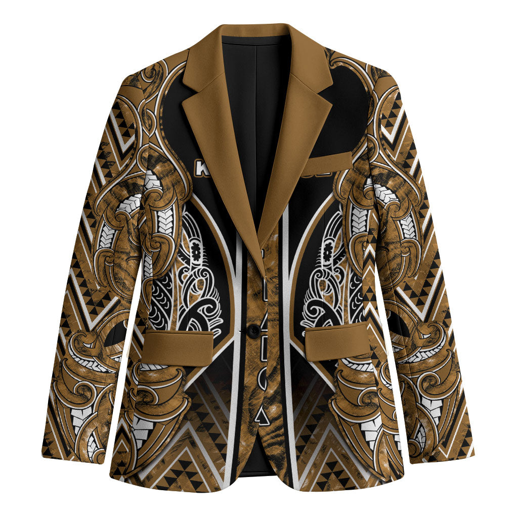Aotearoa Kati Mamoe Blazer Maori Brown Tribal Paua Shell Pattern DT05 Unisex Brown - Polynesian Pride