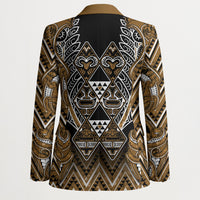 Aotearoa Kati Mamoe Blazer Maori Brown Tribal Paua Shell Pattern