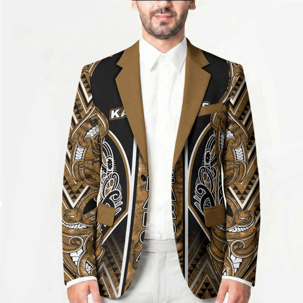 Aotearoa Kati Mamoe Blazer Maori Brown Tribal Paua Shell Pattern