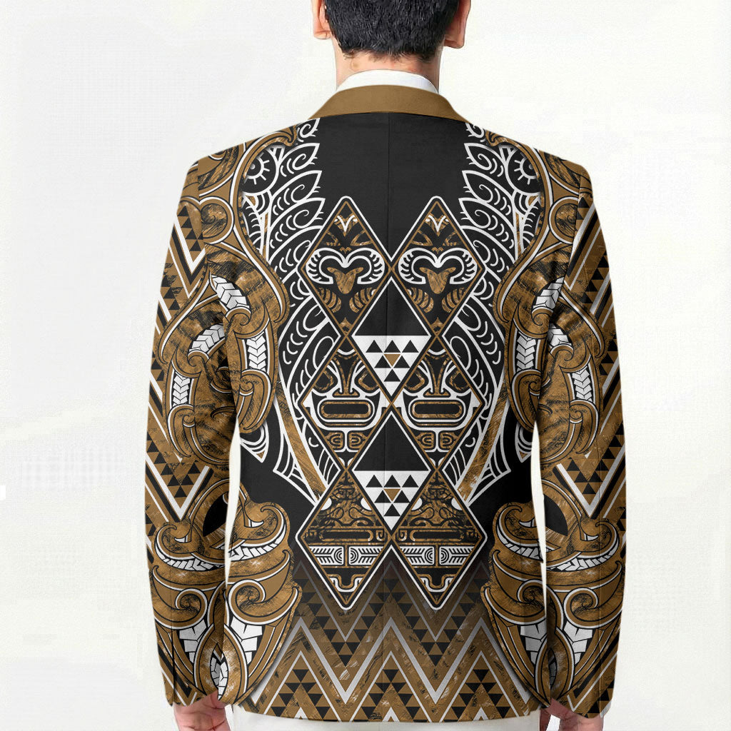 Aotearoa Kati Mamoe Blazer Maori Brown Tribal Paua Shell Pattern