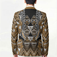 Aotearoa Kati Mamoe Blazer Maori Brown Tribal Paua Shell Pattern
