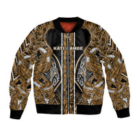 Aotearoa Kati Mamoe Bomber Jacket Maori Brown Tribal Paua Shell Pattern