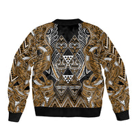 Aotearoa Kati Mamoe Bomber Jacket Maori Brown Tribal Paua Shell Pattern