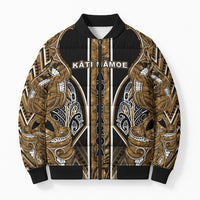 Aotearoa Kati Mamoe Bomber Puffer Jacket Maori Brown Tribal Paua Shell Pattern