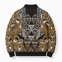Aotearoa Kati Mamoe Bomber Puffer Jacket Maori Brown Tribal Paua Shell Pattern