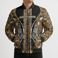 Aotearoa Kati Mamoe Bomber Puffer Jacket Maori Brown Tribal Paua Shell Pattern