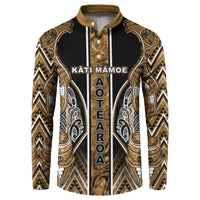 Aotearoa Kati Mamoe Button Sweatshirt Maori Brown Tribal Paua Shell Pattern