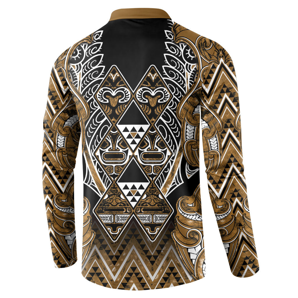 Aotearoa Kati Mamoe Button Sweatshirt Maori Brown Tribal Paua Shell Pattern